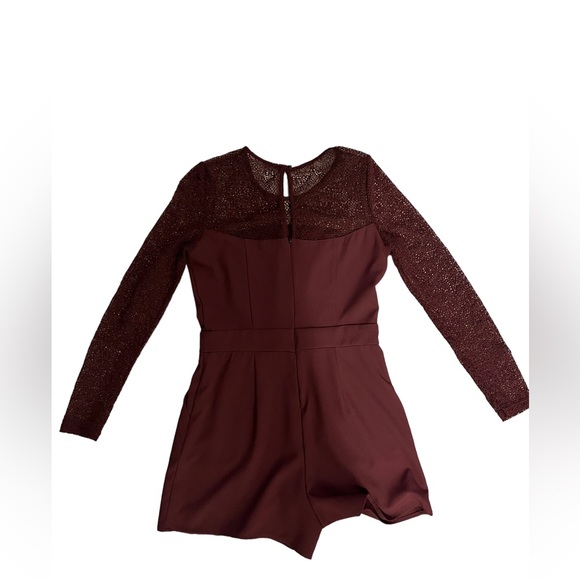 Garage Burgundy Romper with Mesh Sleeves - Picture 3 of 3